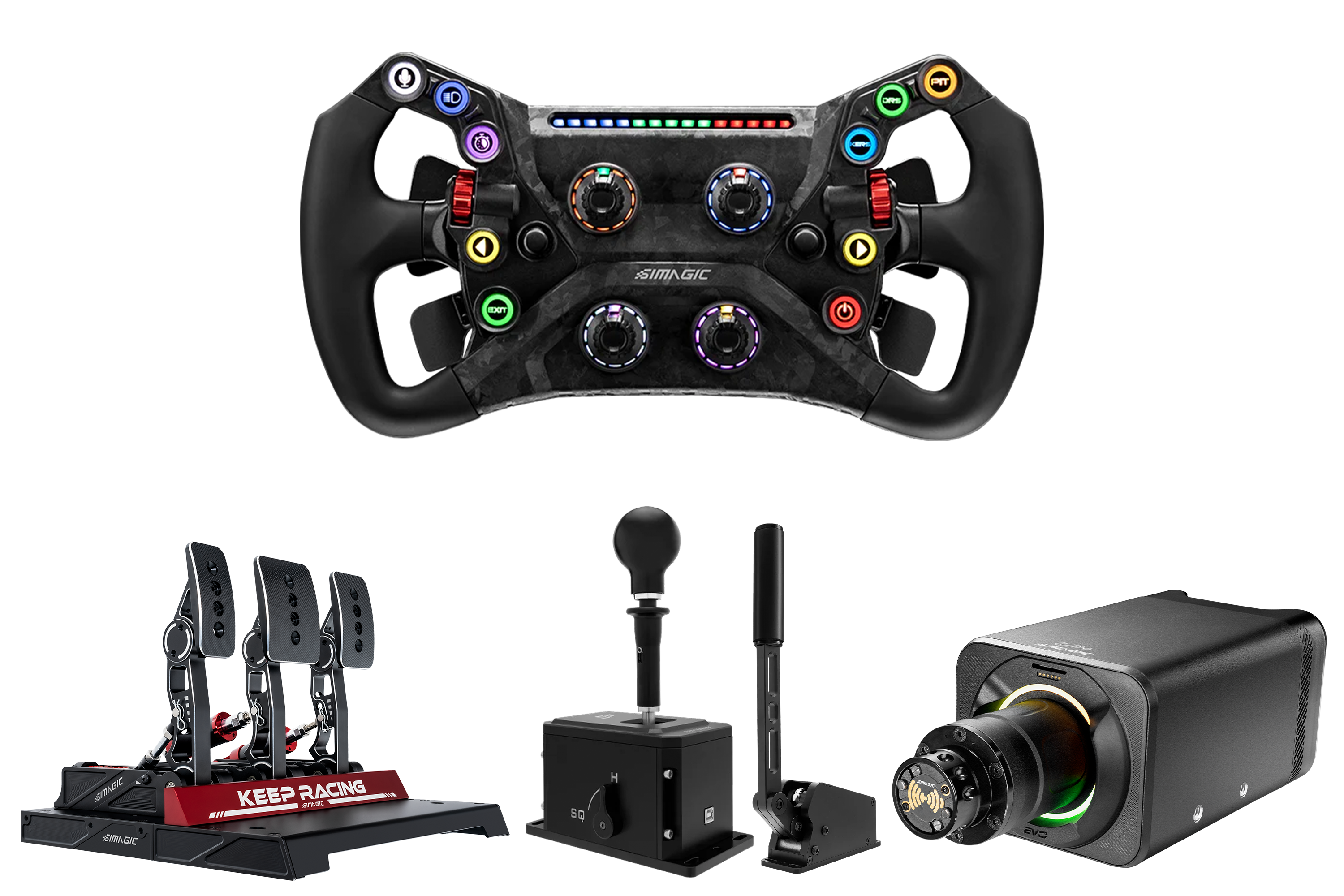 Simagic Alpha EVO Pro 18Nm Wheel Base, GT NEO Steering Wheel, 3 Pedal