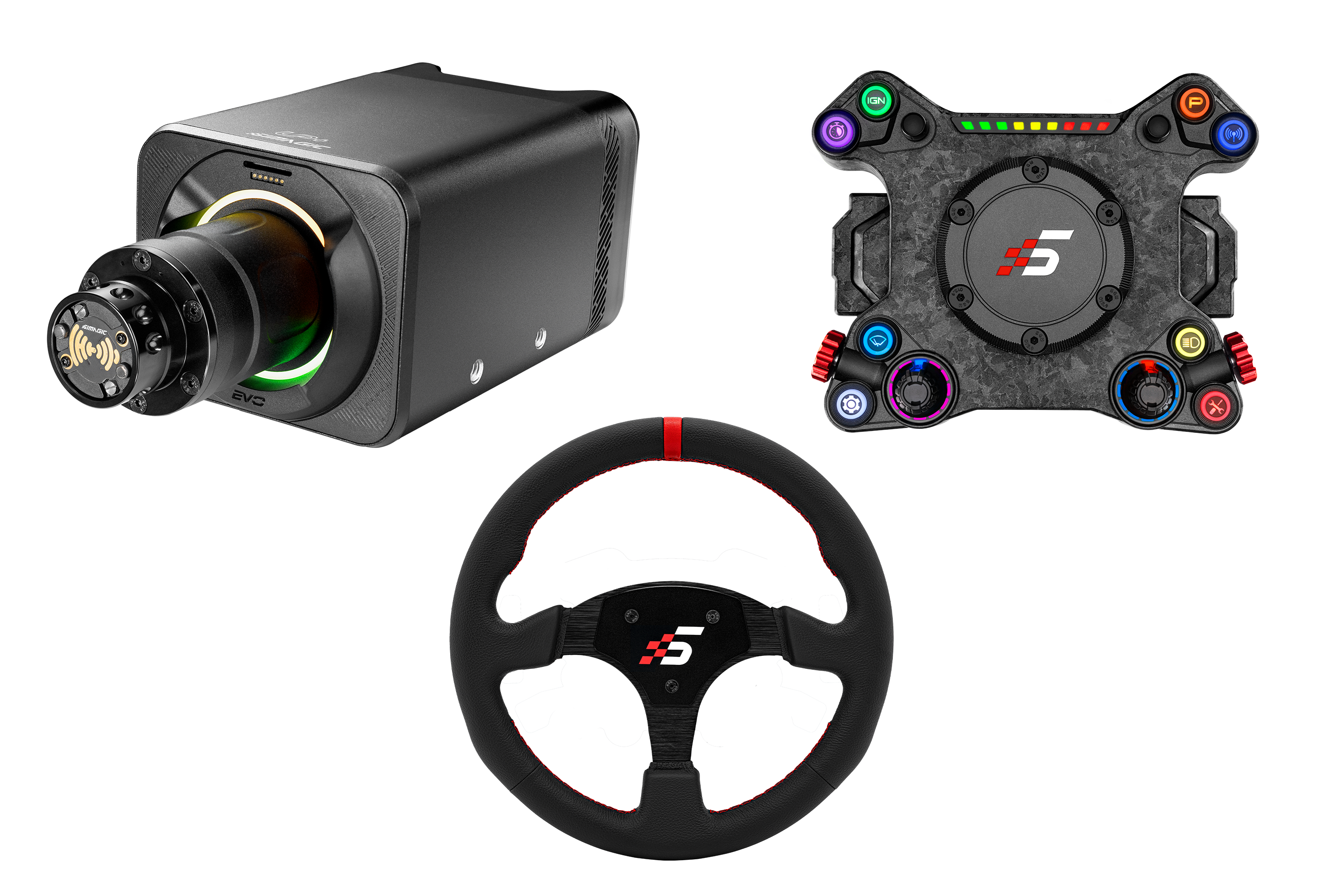 Simagic NEO X Hub with Alpha EVO Pro 18nm Wheel Base and Leather Steer