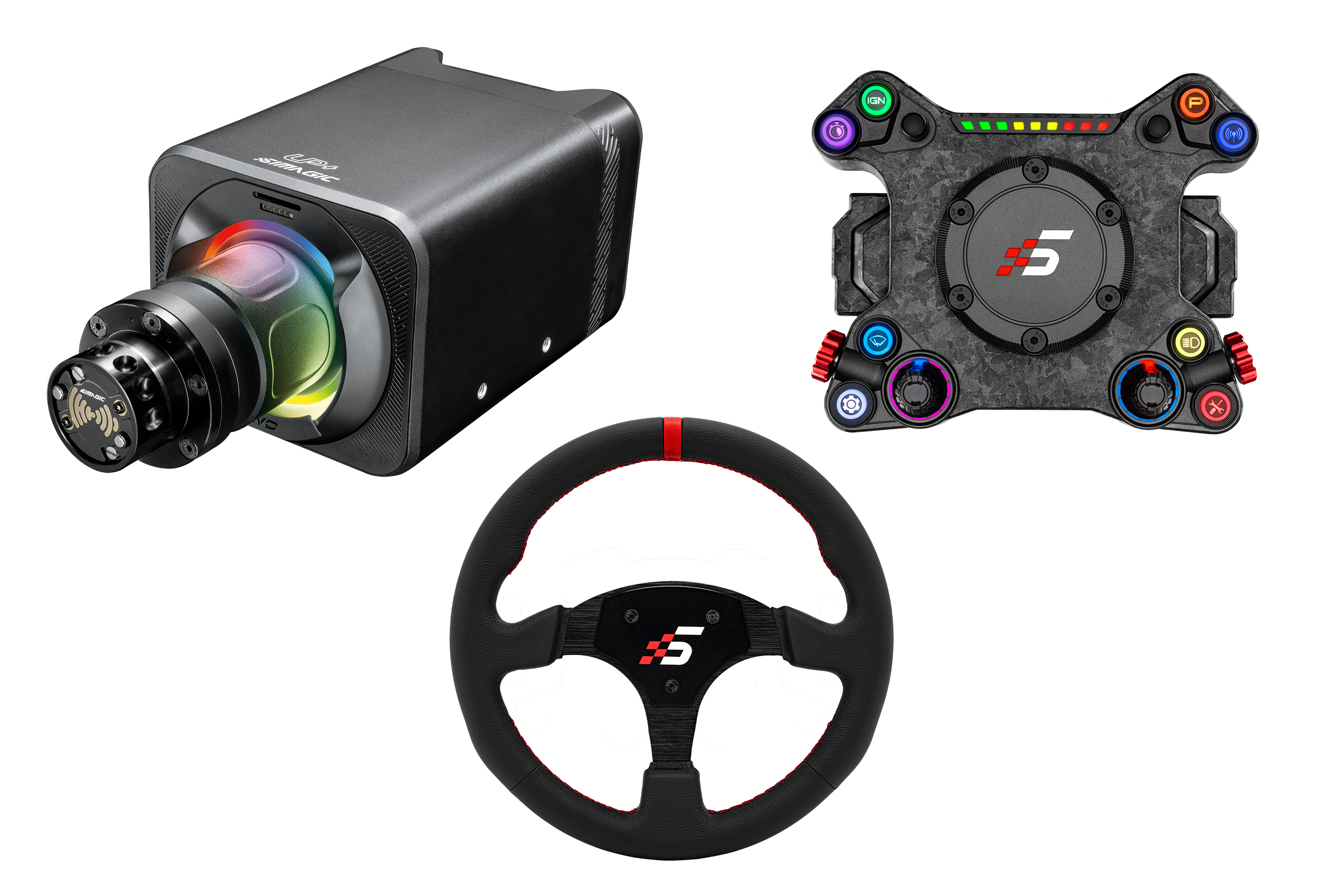 Simagic NEO X Hub with Alpha EVO Sport 9nm Wheel Base and Leather Stee