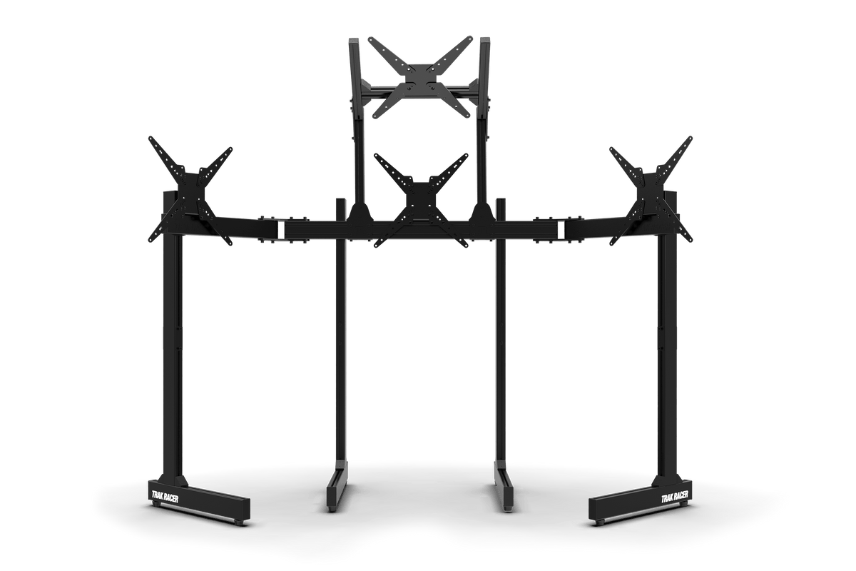 4 Post Monitor Rack Freestanding Quad (4) Monitor Stand with Extra Leg Supports – Up to 55