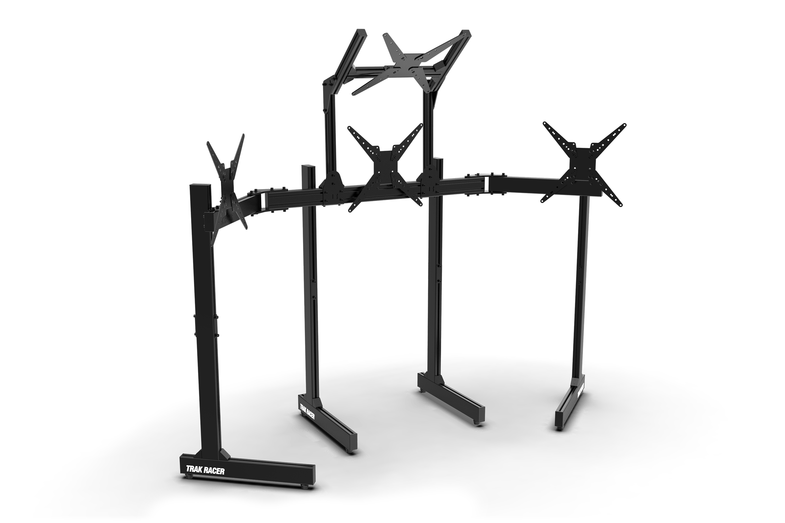 Freestanding Quad (4) Monitor Stand with Extra Leg Supports - Supports